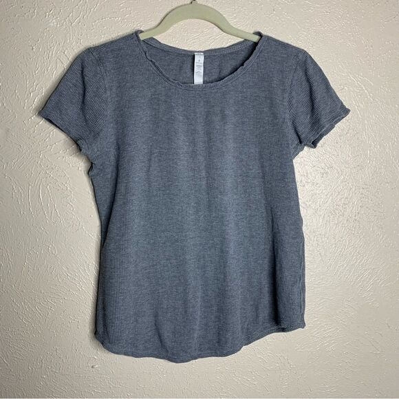 Lululemon Love Crew Short Sleeve Cotton Waffle Knit Top gray - Picture 3 of 8